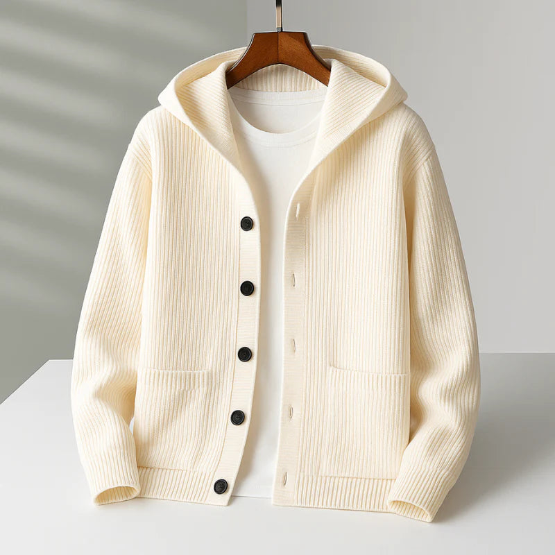 ARLO | CARDIGAN TRICOTÉ À CAPUCHE MAILLE DOUCE