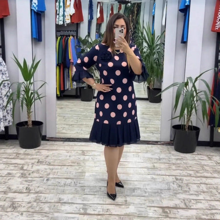 Robe plissée à pois pour femme