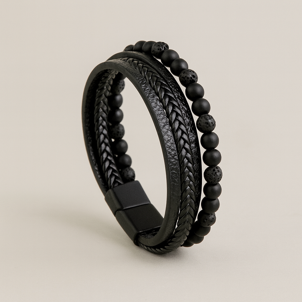 Élégant ensemble de bracelets en cuir pour hommes