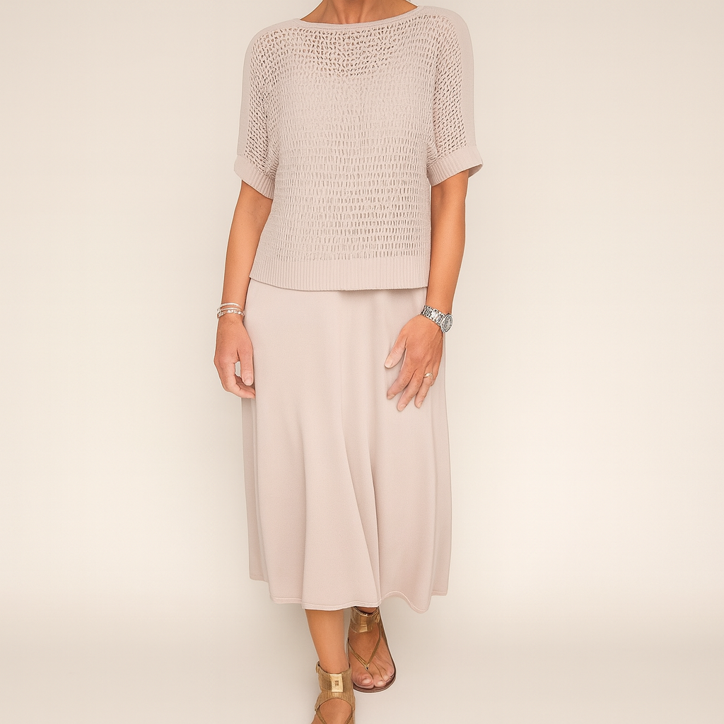 Laurie™ | Ensemble robe midi et haut en maille