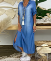 Robe longue effet jean avec fente sur le côté