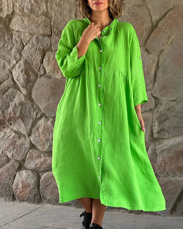 Noemi - Robe chemise ample en coton et lin