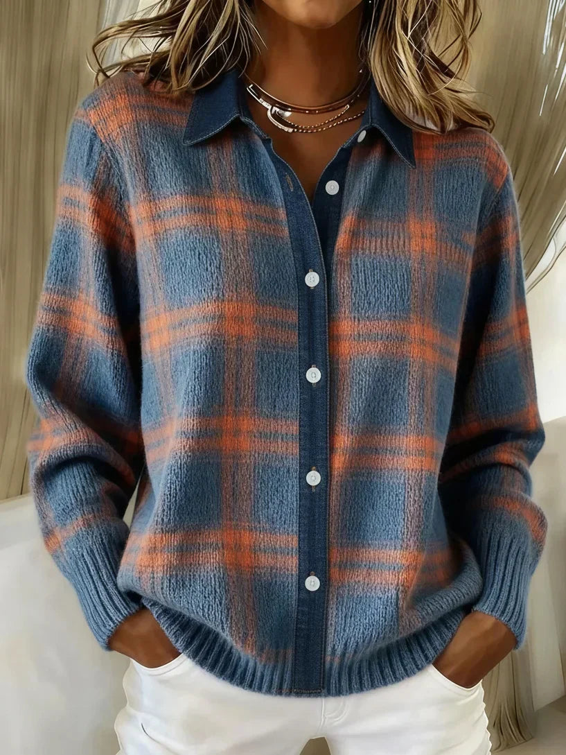ELORA | CHEMISE TRICOTÉE CARREAUX COSYWEAVE